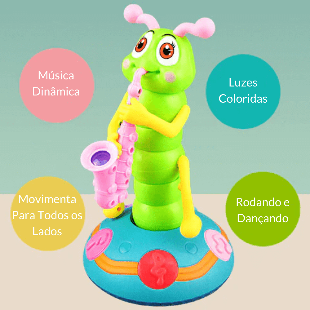 Brinquedo Lagarta Dançante Musical com Luz e Sensor - Estimula Engatinhar