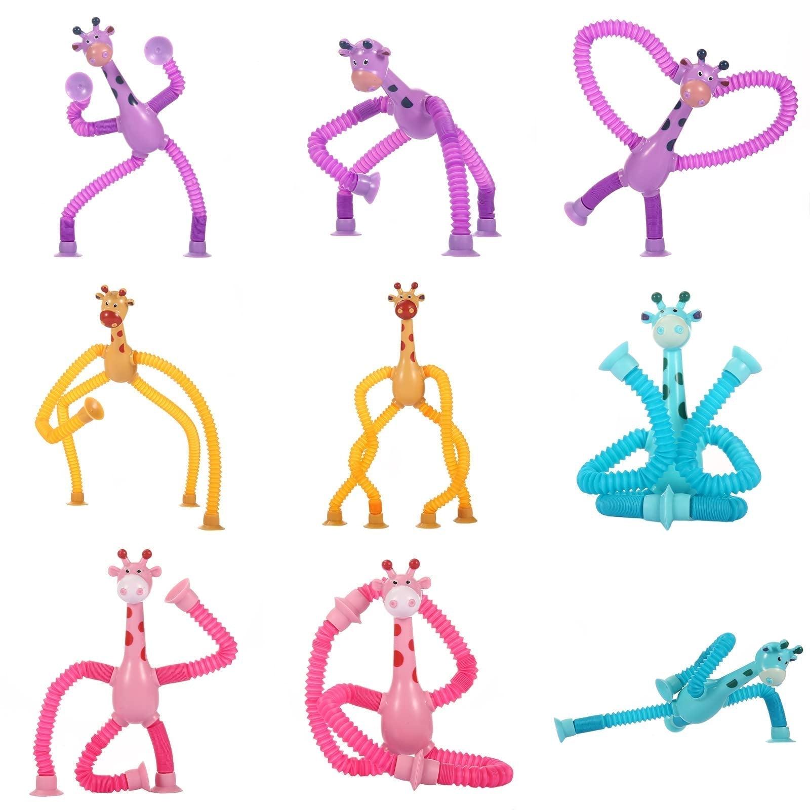 Kit 4 Girafas Telescópicas Pop Tube com Ventosa - Brinquedo Sensorial Fidget