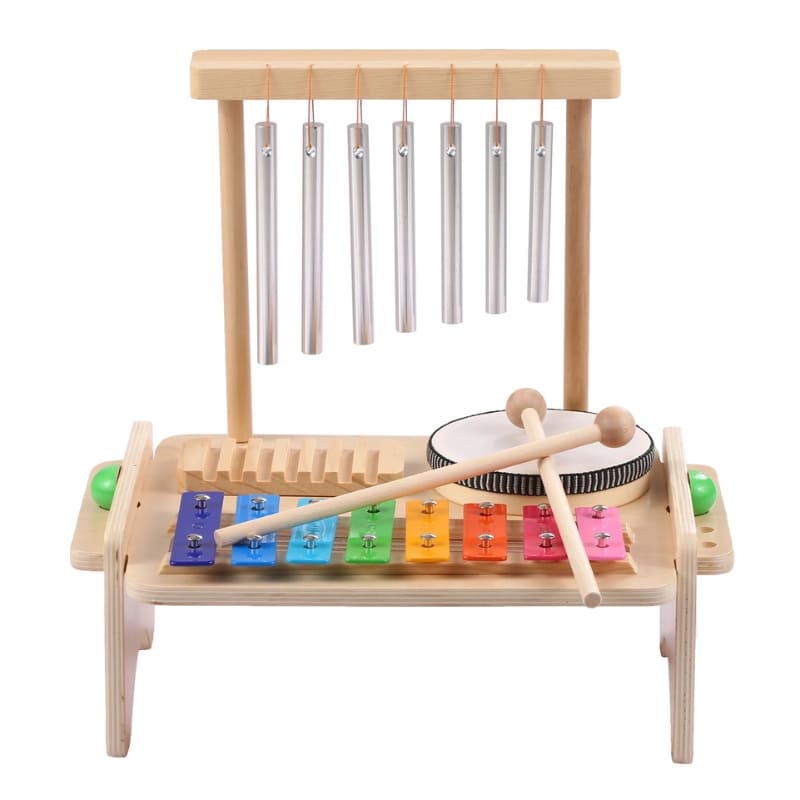 Brinquedo Musical de Madeira 4-em-1 – Mini Instrumentos | Toca Kids