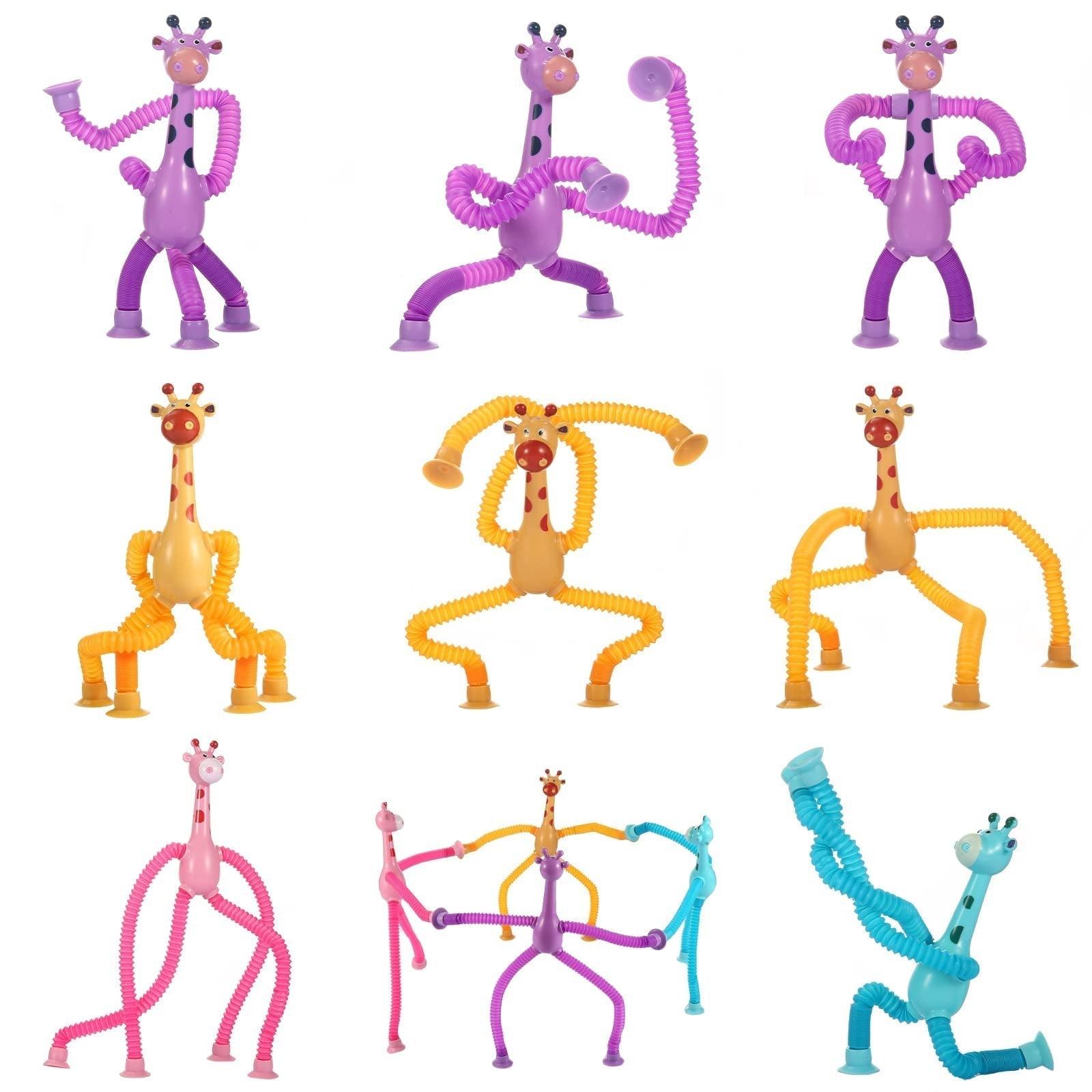 Kit 4 Girafas Telescópicas Pop Tube com Ventosa - Brinquedo Sensorial Fidget