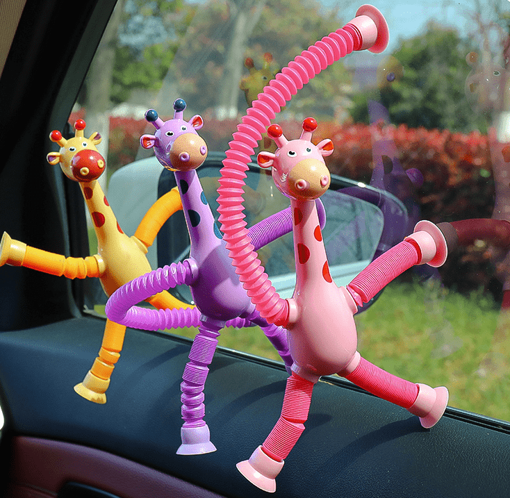 Kit 4 Girafas Telescópicas Pop Tube com Ventosa - Brinquedo Sensorial Fidget