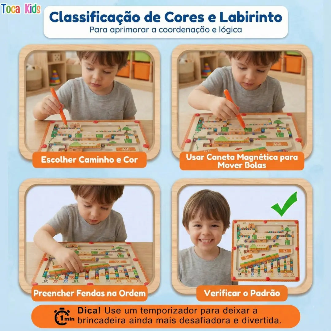 Labirinto Magnético Montessori | Raciocínio & Coordenação – Toca Kids