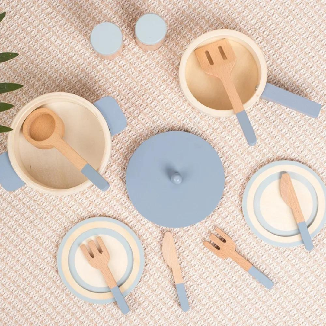 Kit de Cozinha Infantil de Brinquedo em Madeira | Toca Kids